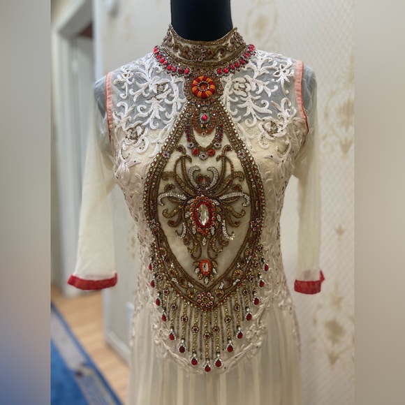 Off-white Indian Party Suit Dress Size S - Picture 2 of 5